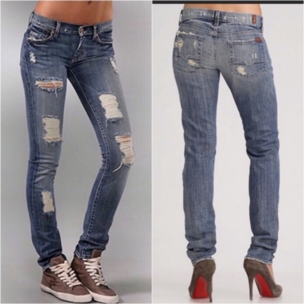 7 for all Mankind Roxanne destroyed denim